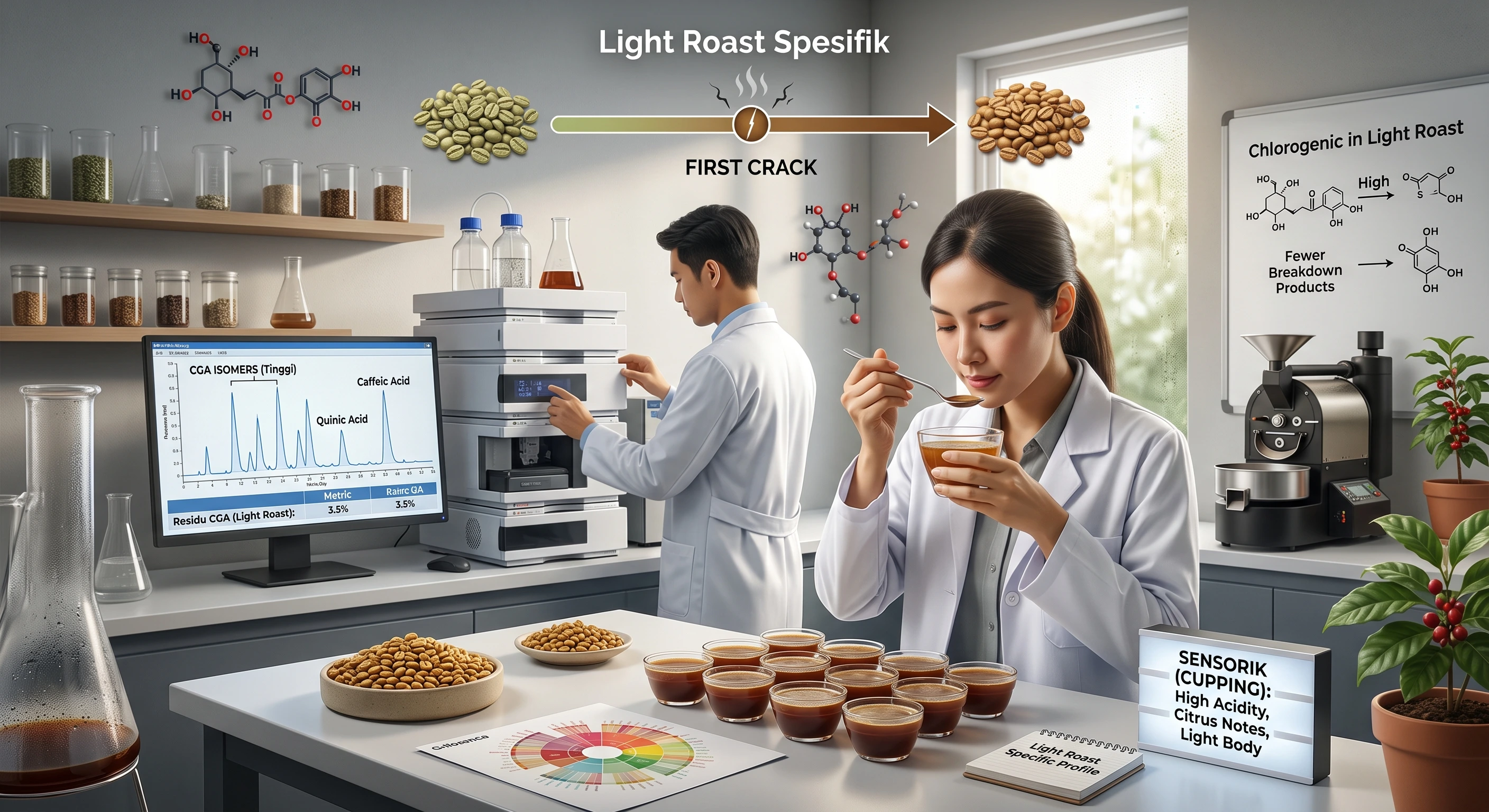 Membaca Residu Asam Klorogenat dalam Roasting Light Roast Spesifik